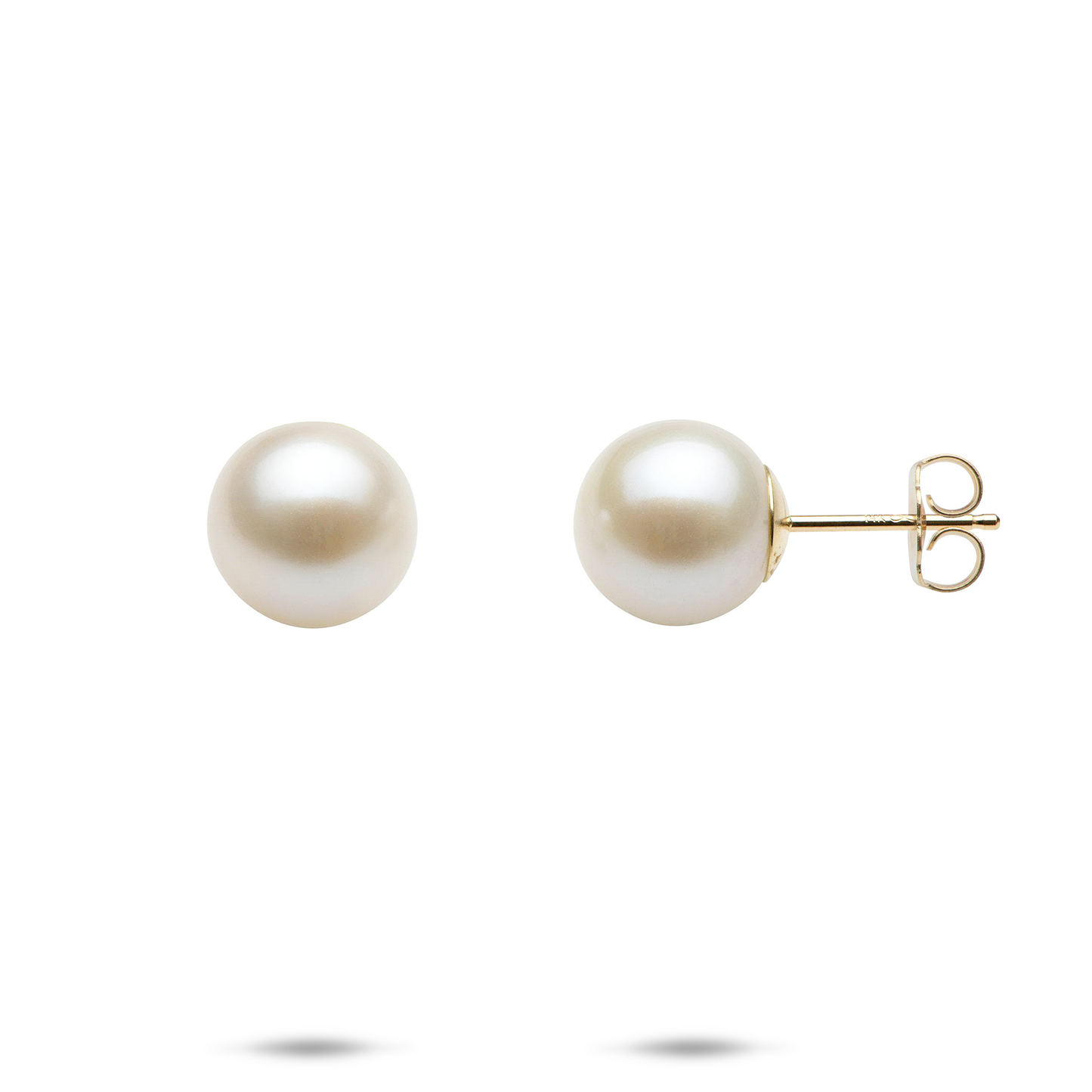 White Freshwater Pearl Earrings in Gold - 9-10mm