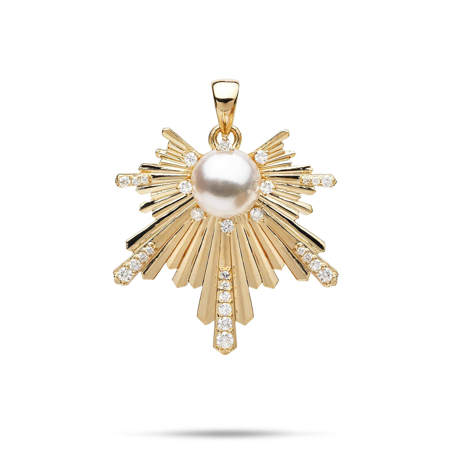 E Hoʻāla Akoya White Pearl Pendant in Gold with Diamonds - 27mm