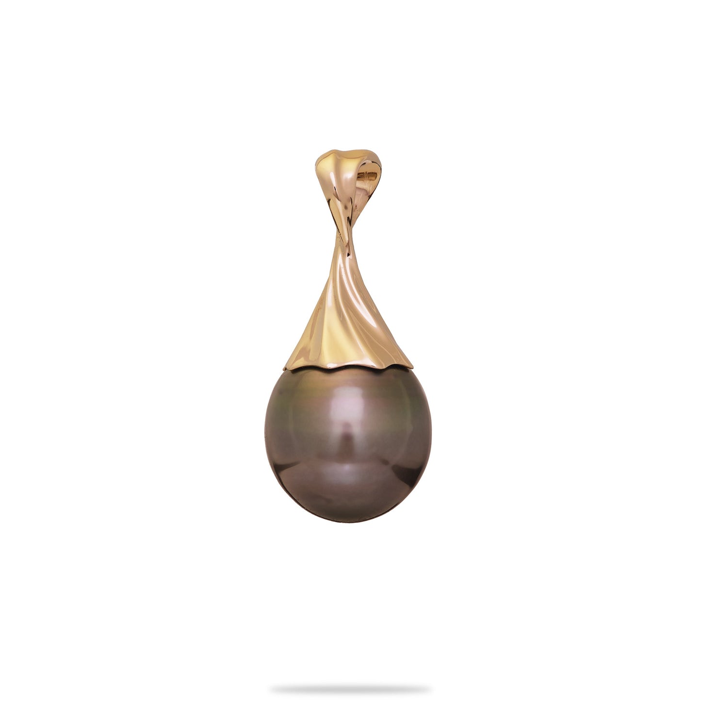 Waterfall Circle Tahitian Black Pearl Pendant in Gold - 12-14mm