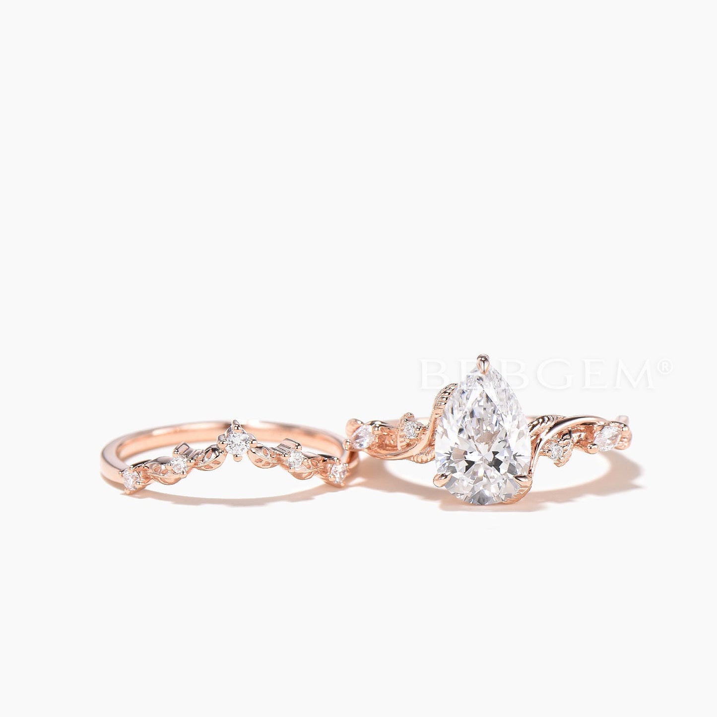 2CT Pear Cut Lab-grown Diamond IGI Certificate Wedding Ring Diamond Bridal Set