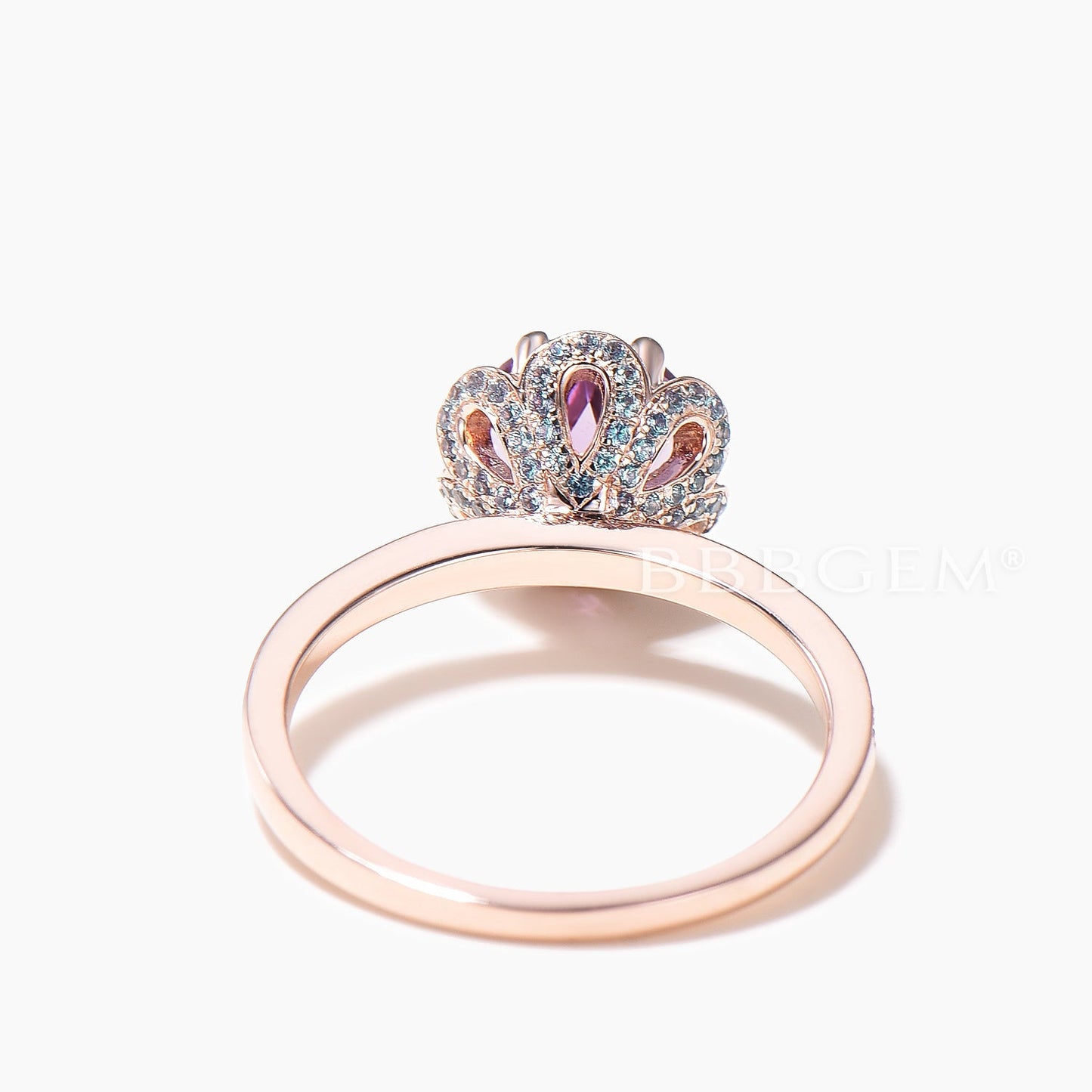 Round Cut Natural Amethyst Engagement Ring Alexandrite Floral Emerald Ring