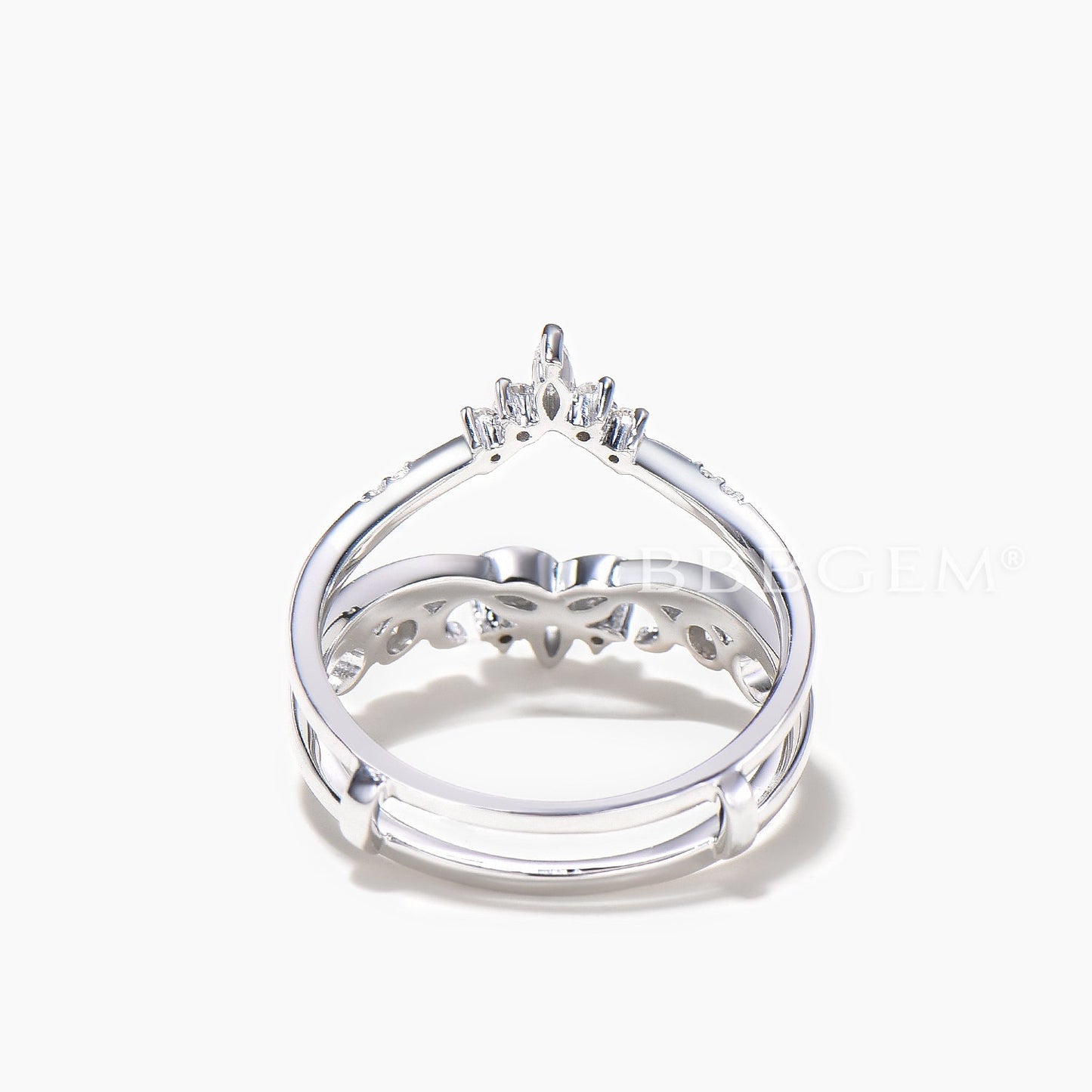 Mixed Cut Moissanite Diamond Band Double Curved Celtic Knot Ring Enhancer