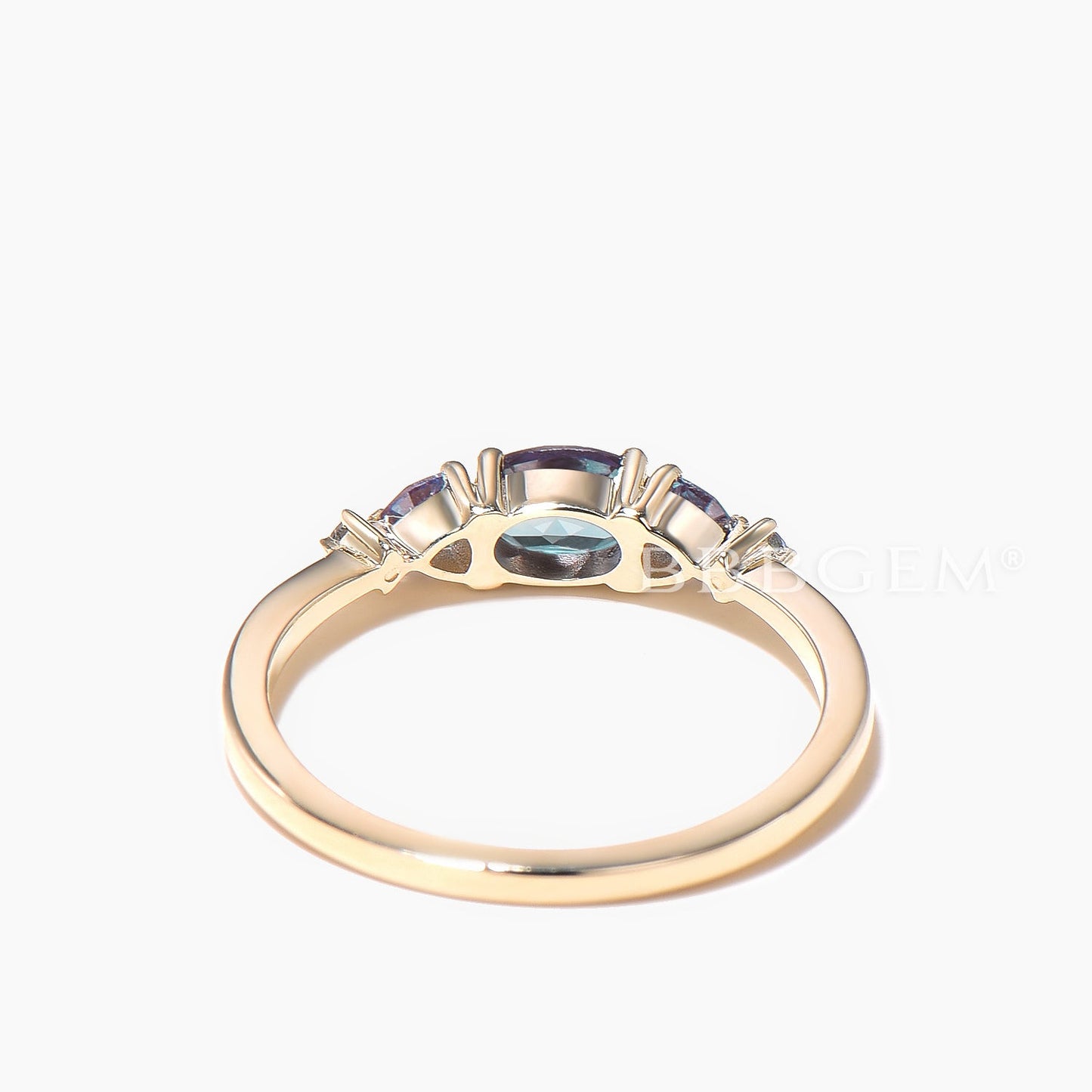 Alexandrite 5 Stone Ring Oval Cut Color-change Alexandrite Engagement Ring