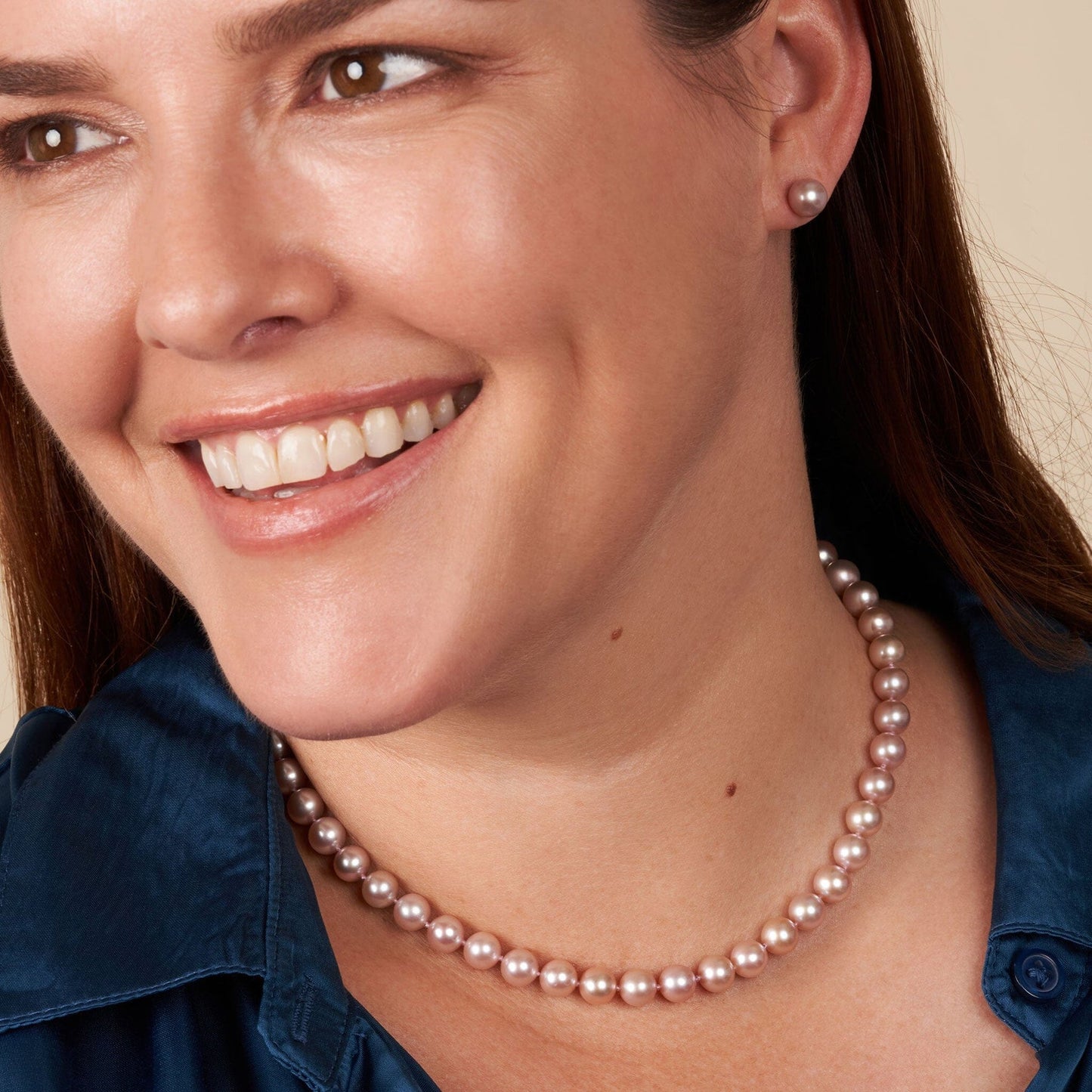 7.5-8.0 mm AAA Lavender Freshwater Pearl Necklace Pearl Anniversary Gift For Her