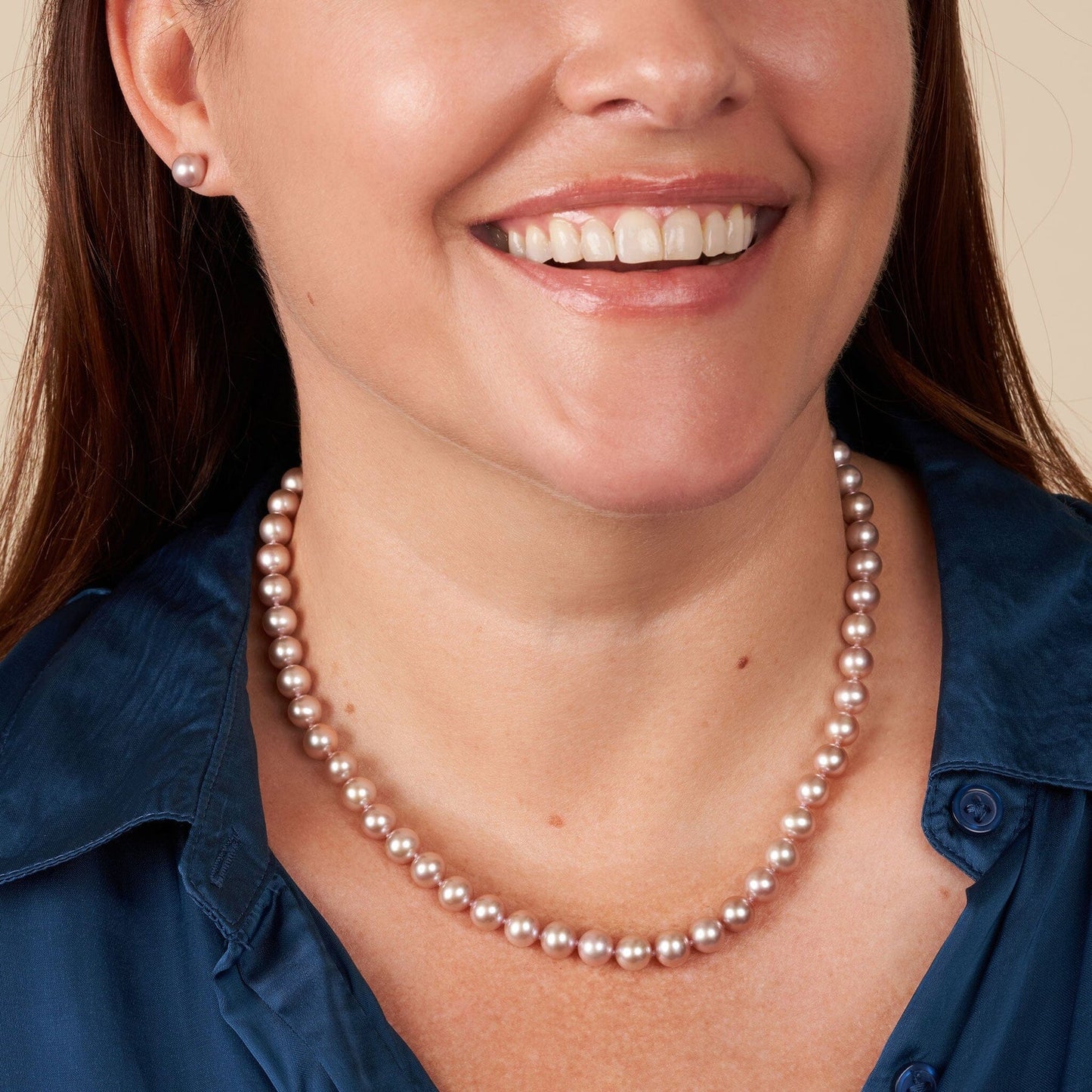 7.5-8.0 mm AAA Lavender Freshwater Pearl Necklace Pearl Anniversary Gift For Her
