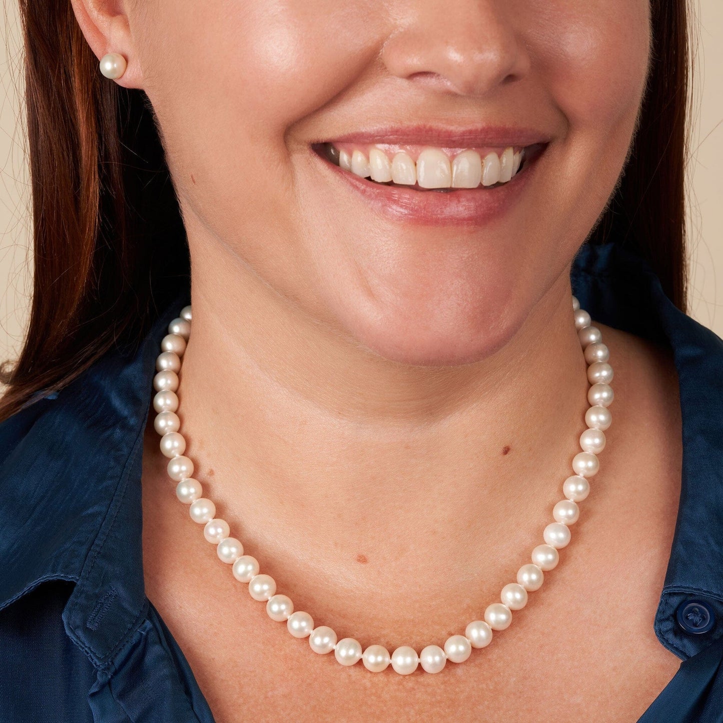 7.5-8.0 mm AAA White Freshwater Pearl Necklace