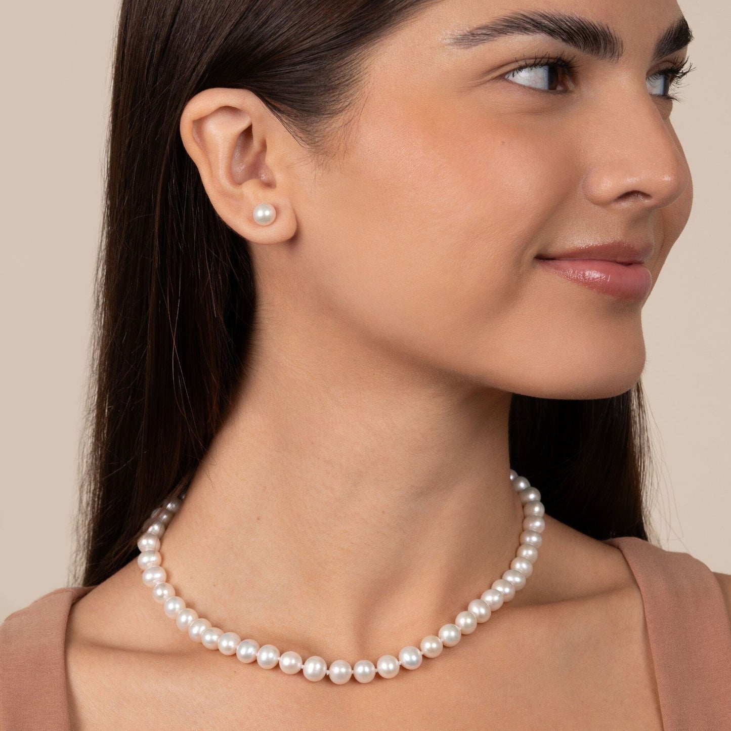 7.5-8.0 mm AA+ White Freshwater Pearl Necklace