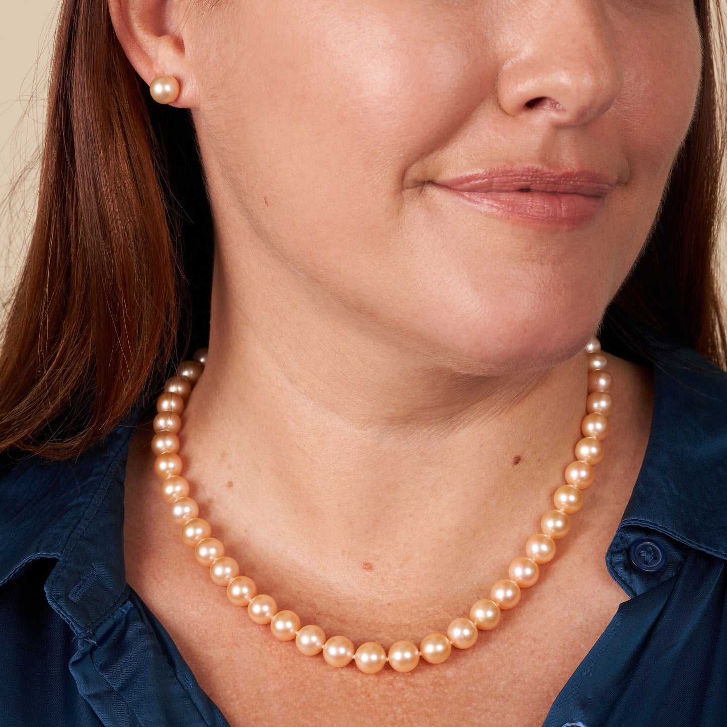 8.5-9.0 mm AAA Pink to Peach Freshwater Pearl Necklace