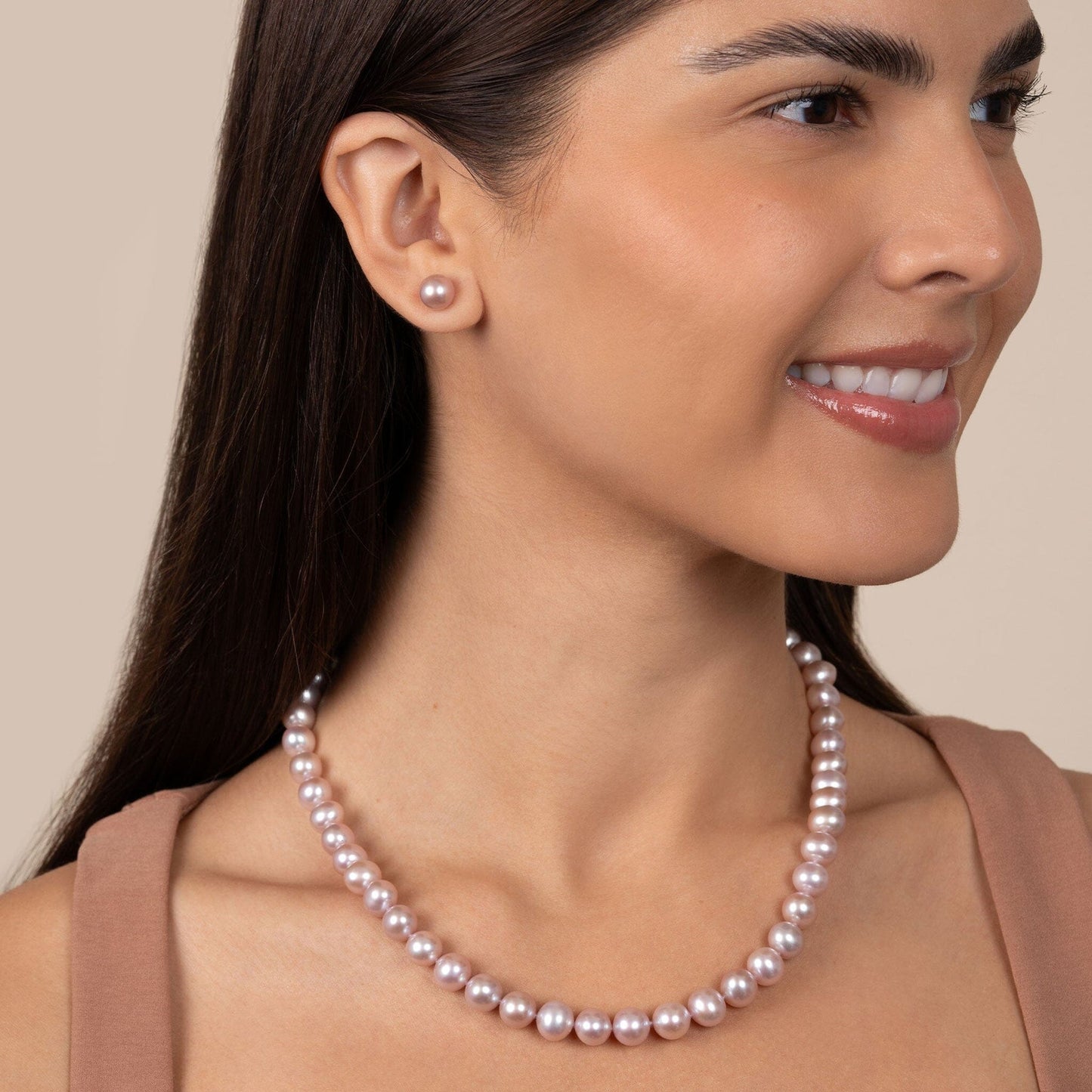 8.5-9.0 mm AA+ Lavender Freshwater Pearl Necklace