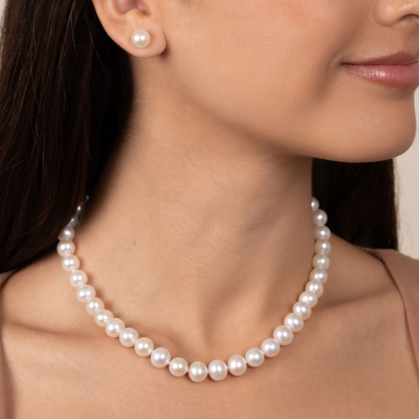 8.5-9.0 mm AA+ White Freshwater Pearl Necklace