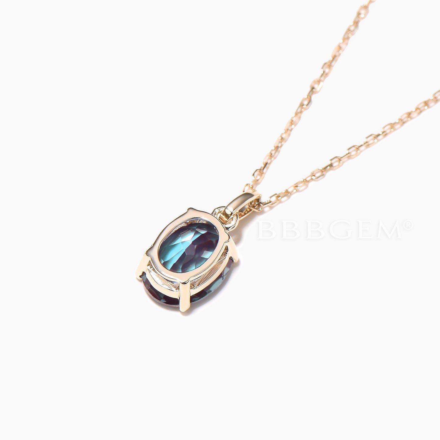 1.5CT Oval Cut Color-change Alexandrite Necklace Solitaire Wedding Pendant