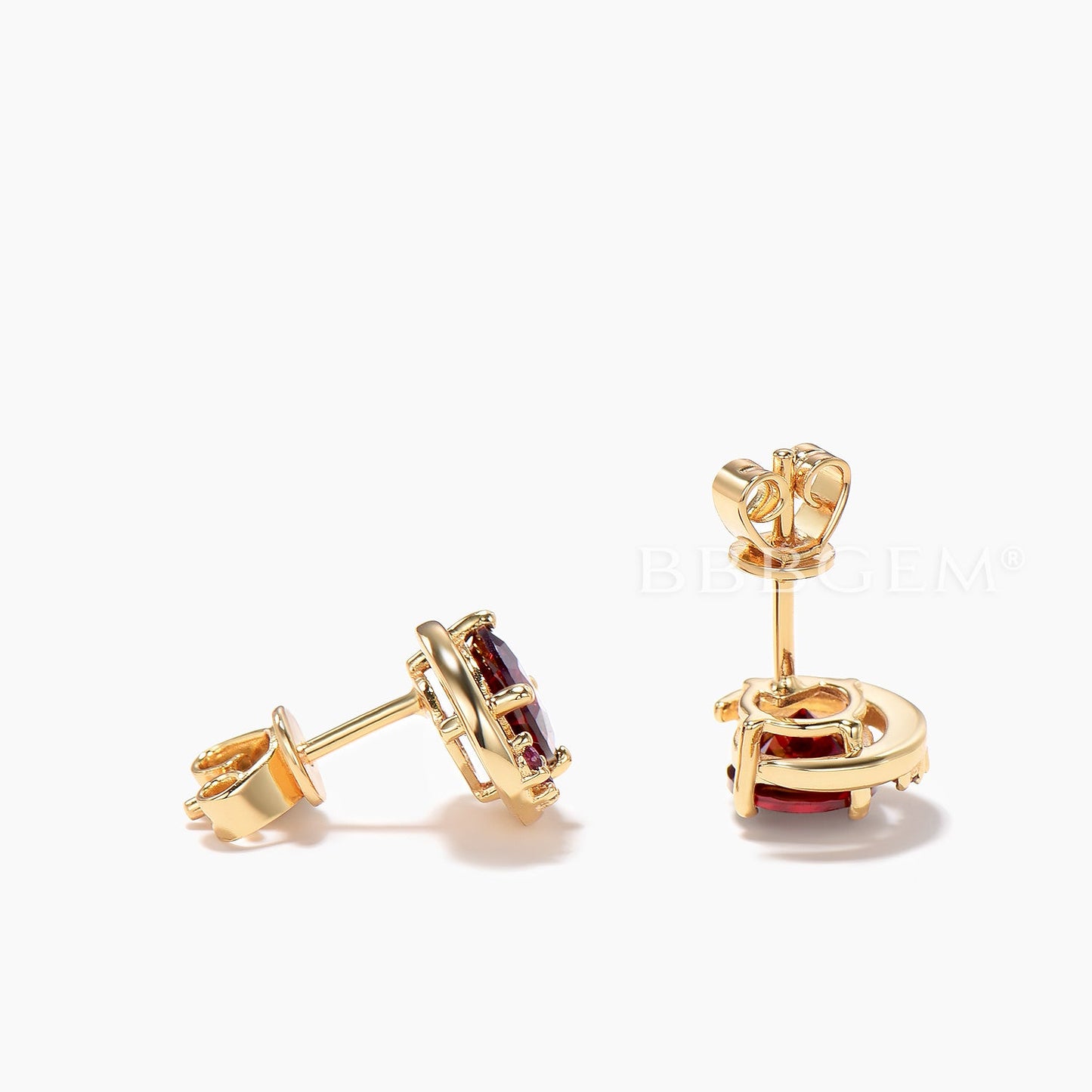 1CT Round Cut Natural Garnet Stud Earrings Ruby Moon Celetial Earrings