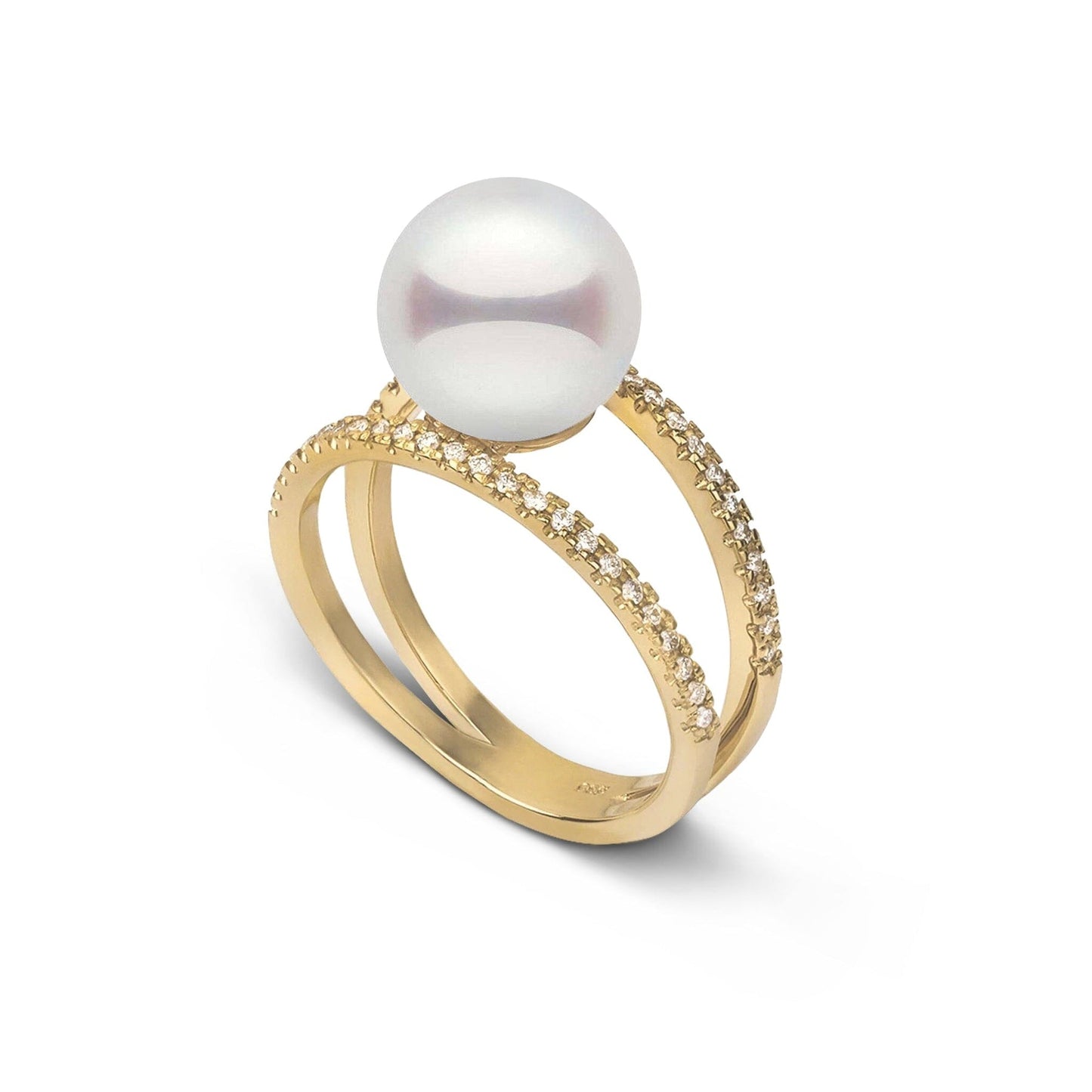 Bridge Collection 8.5-9.0 mm Akoya Pearl and Diamond Ring