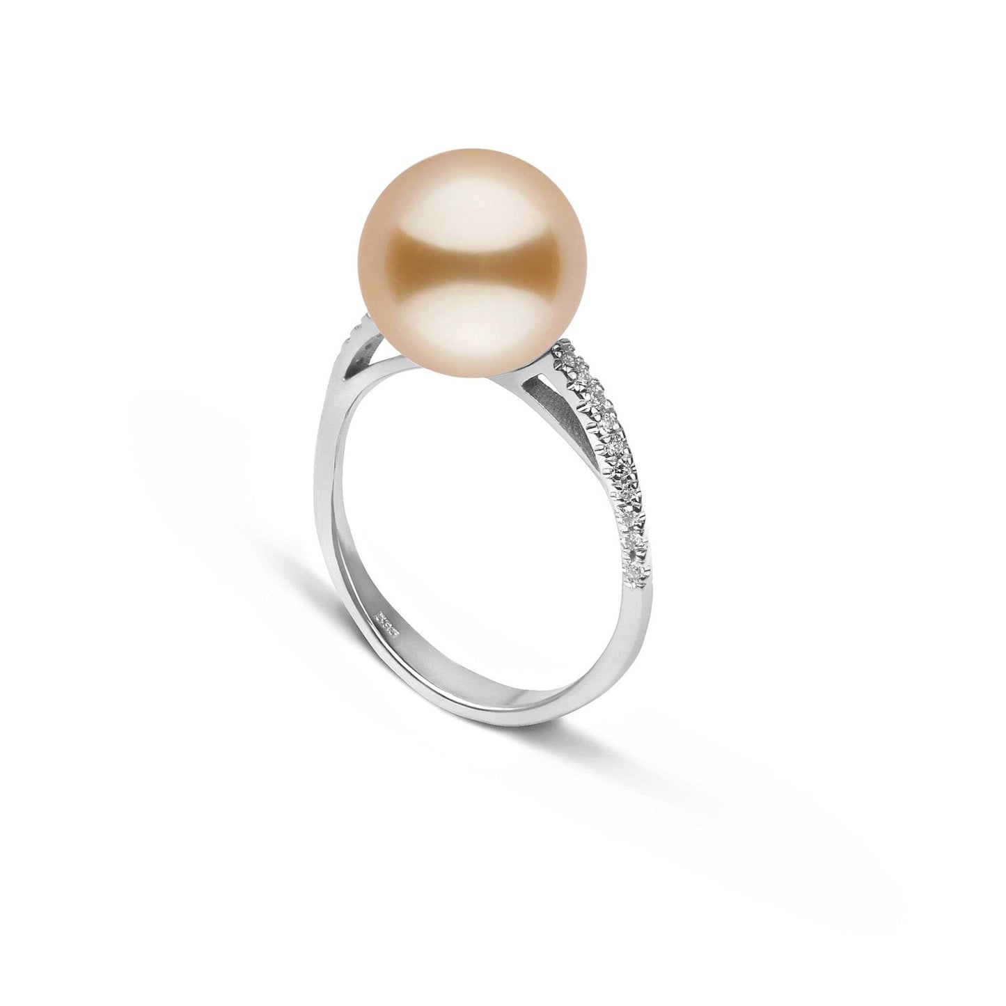 Pirouette Collection 10.0-11.0 mm Golden South Sea Pearl and Diamond Ring