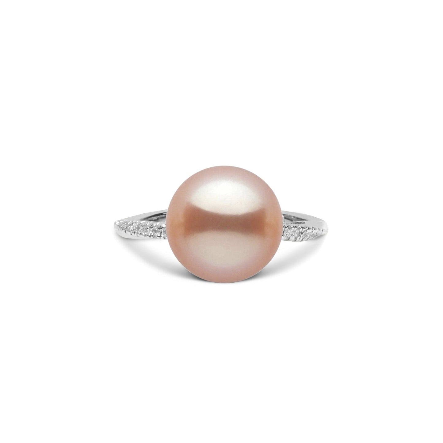 Pirouette Collection 10.0-11.0 mm Pink to Peach Freshadama Pearl and Diamond Ring