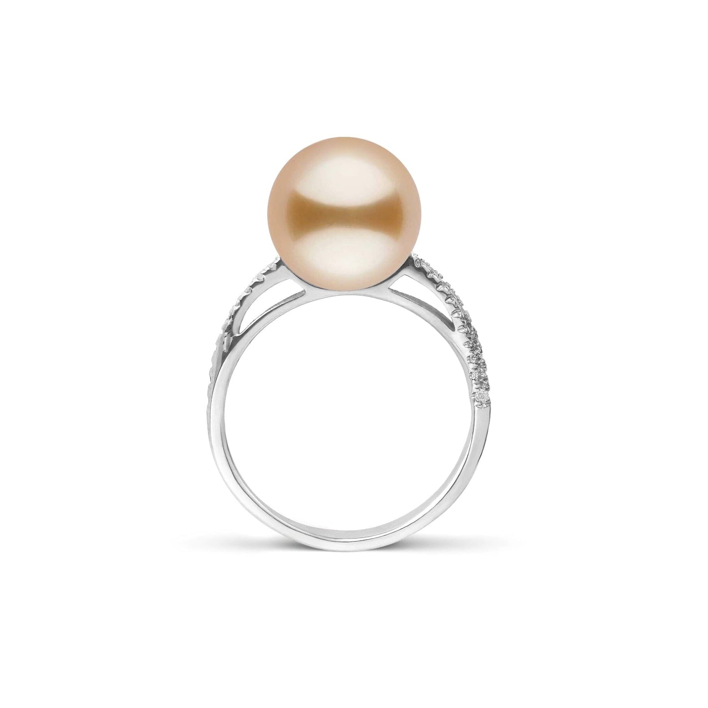 Pirouette Collection 10.0-11.0 mm Golden South Sea Pearl and Diamond Ring
