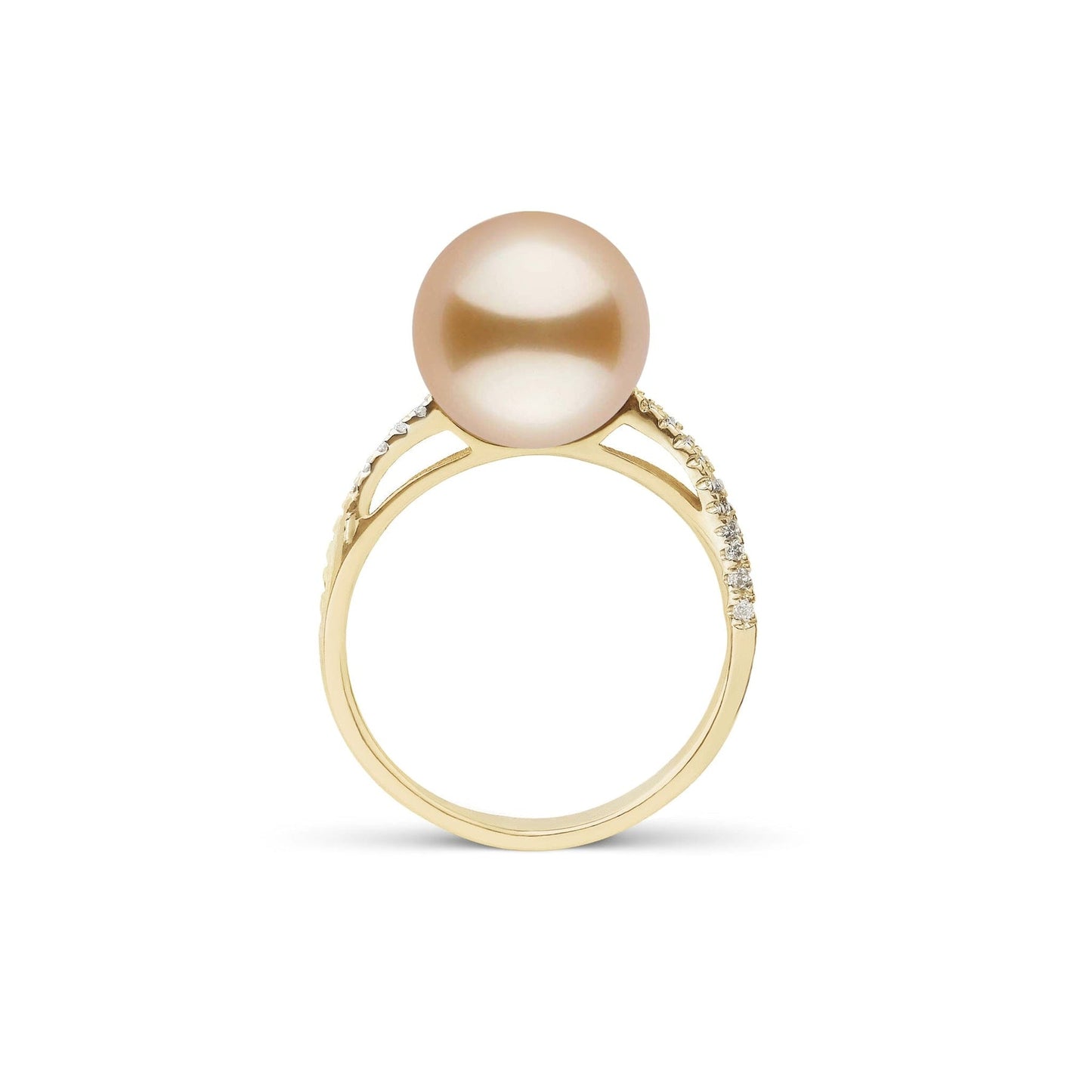 Pirouette Collection 10.0-11.0 mm Golden South Sea Pearl and Diamond Ring