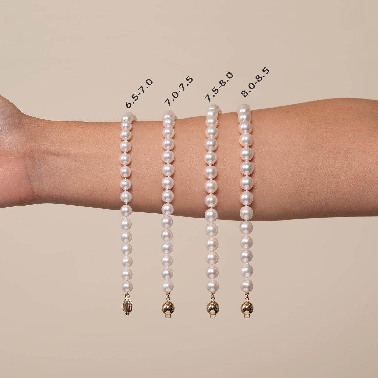 8.0-8.5 mm AAA White Akoya Pearl Necklace