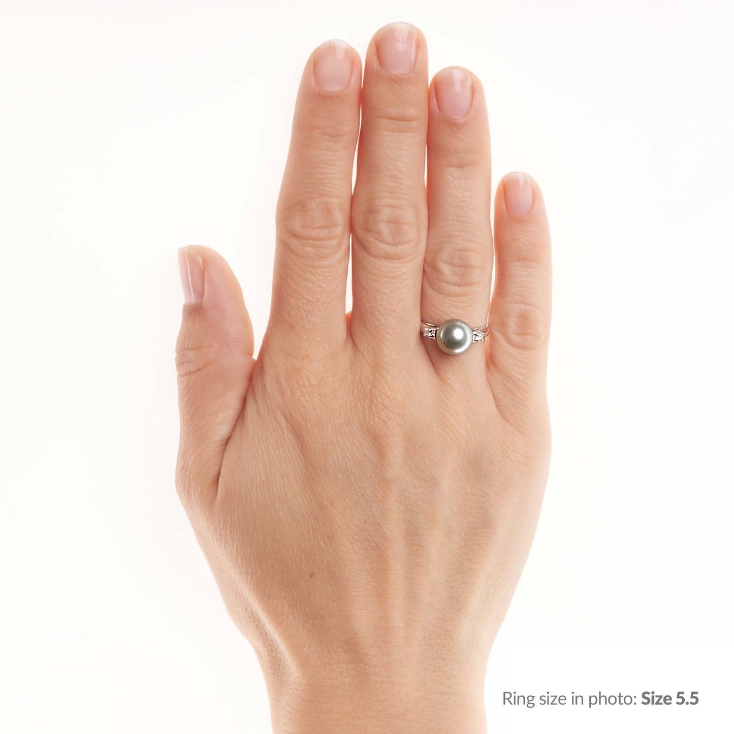 Promise Collection 8.0-9.0 mm Tahitian Pearl and Diamond Ring