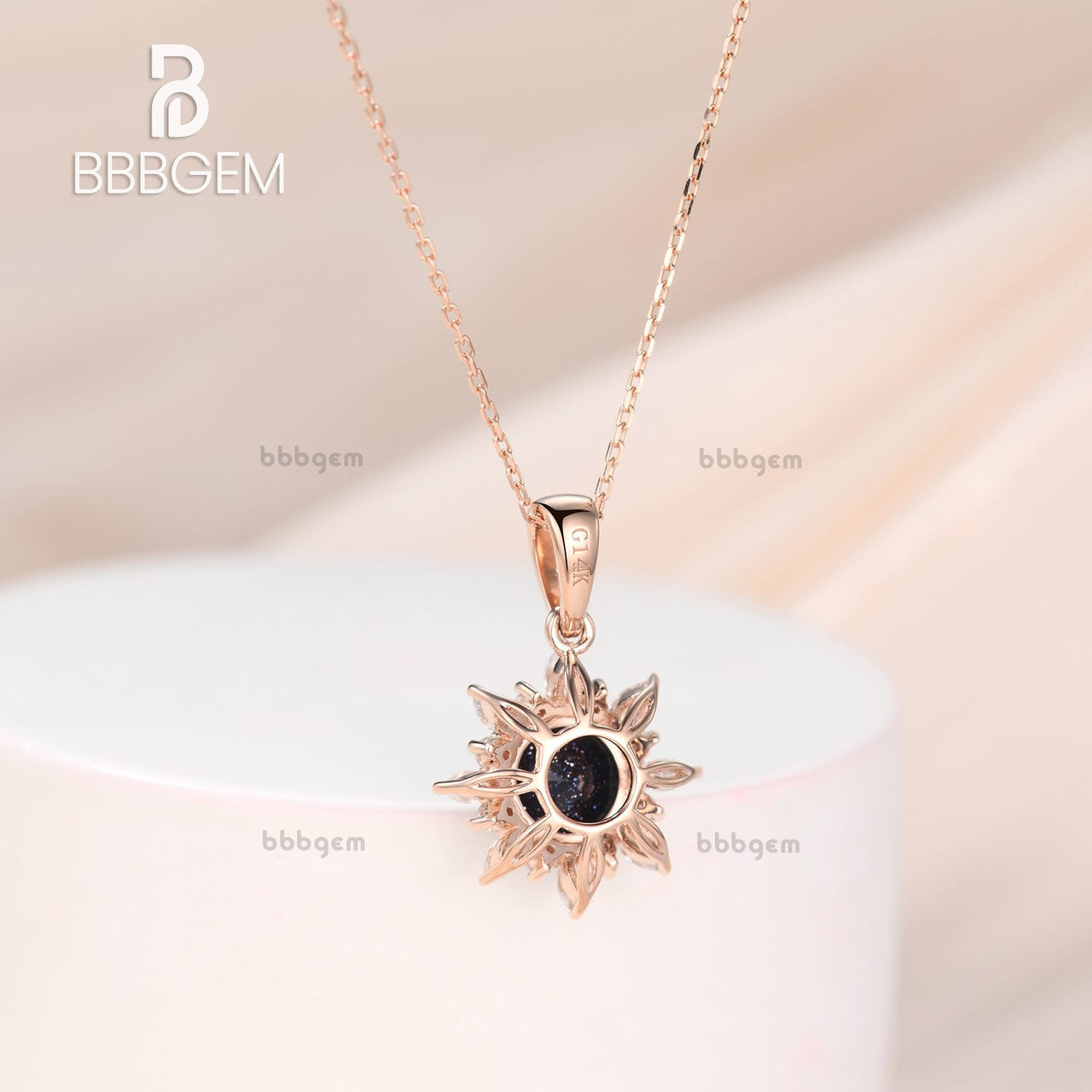 Sunflower Shape 1 Carat Round Gemstone Pendant Necklace for Women Birthstone Accessories