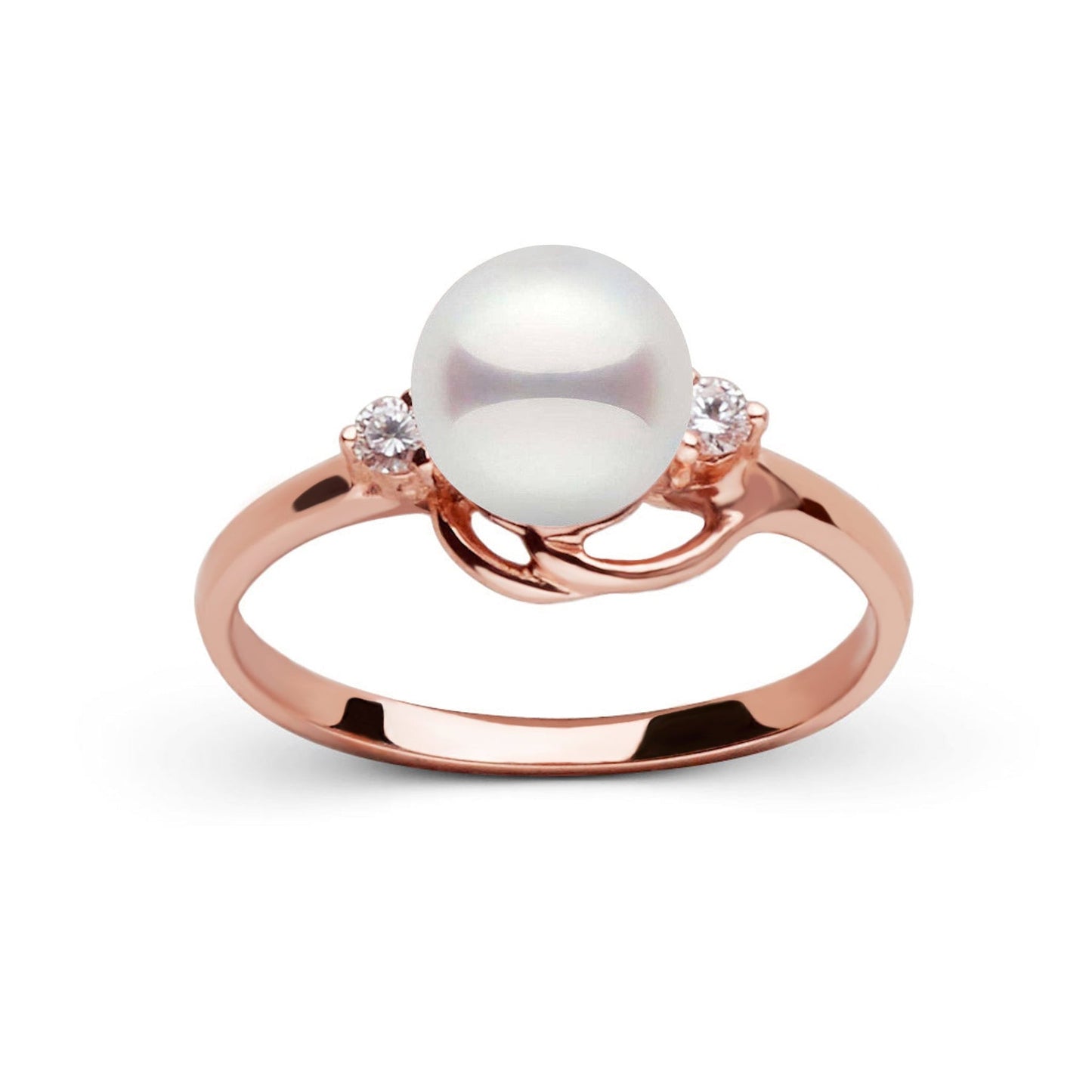 Tiara Collection 6.5-7.0 mm Akoya Pearl and Diamond Ring