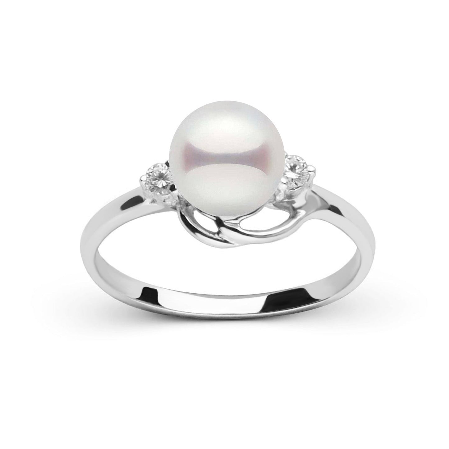 Tiara Collection 6.5-7.0 mm Akoya Pearl and Diamond Ring