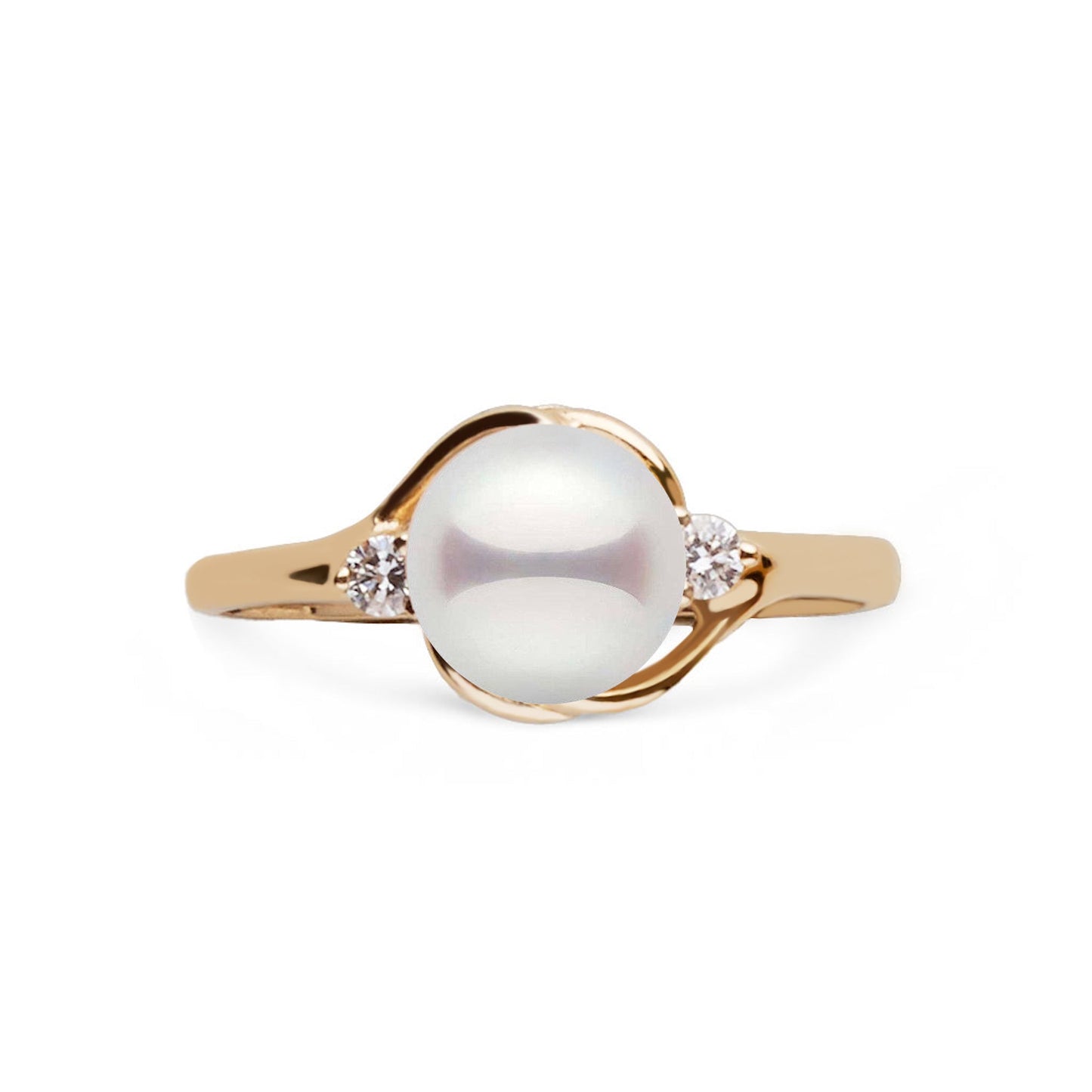 Tiara Collection 6.5-7.0 mm Akoya Pearl and Diamond Ring