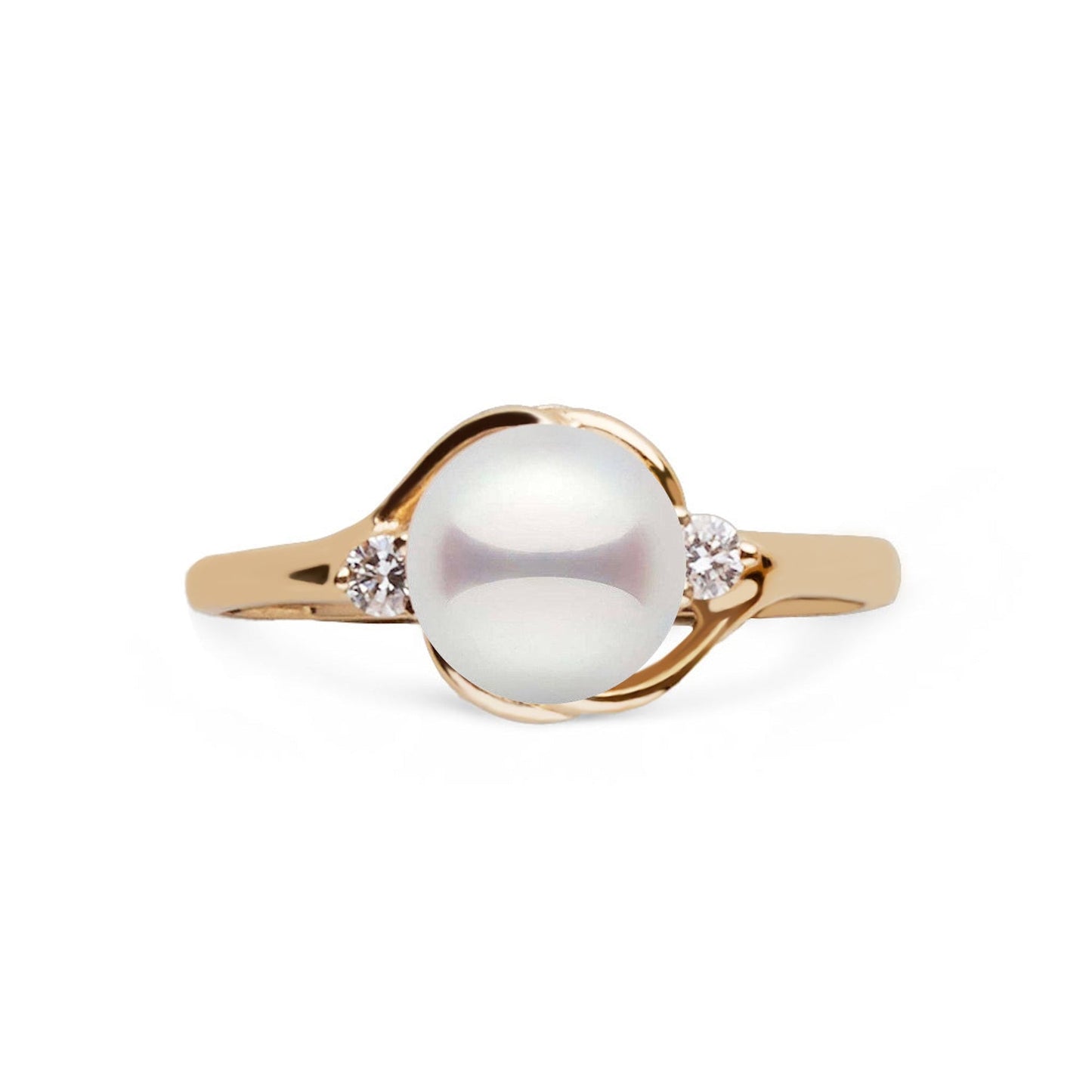 Tiara Collection 6.5-7.0 mm Akoya Pearl and Diamond Ring