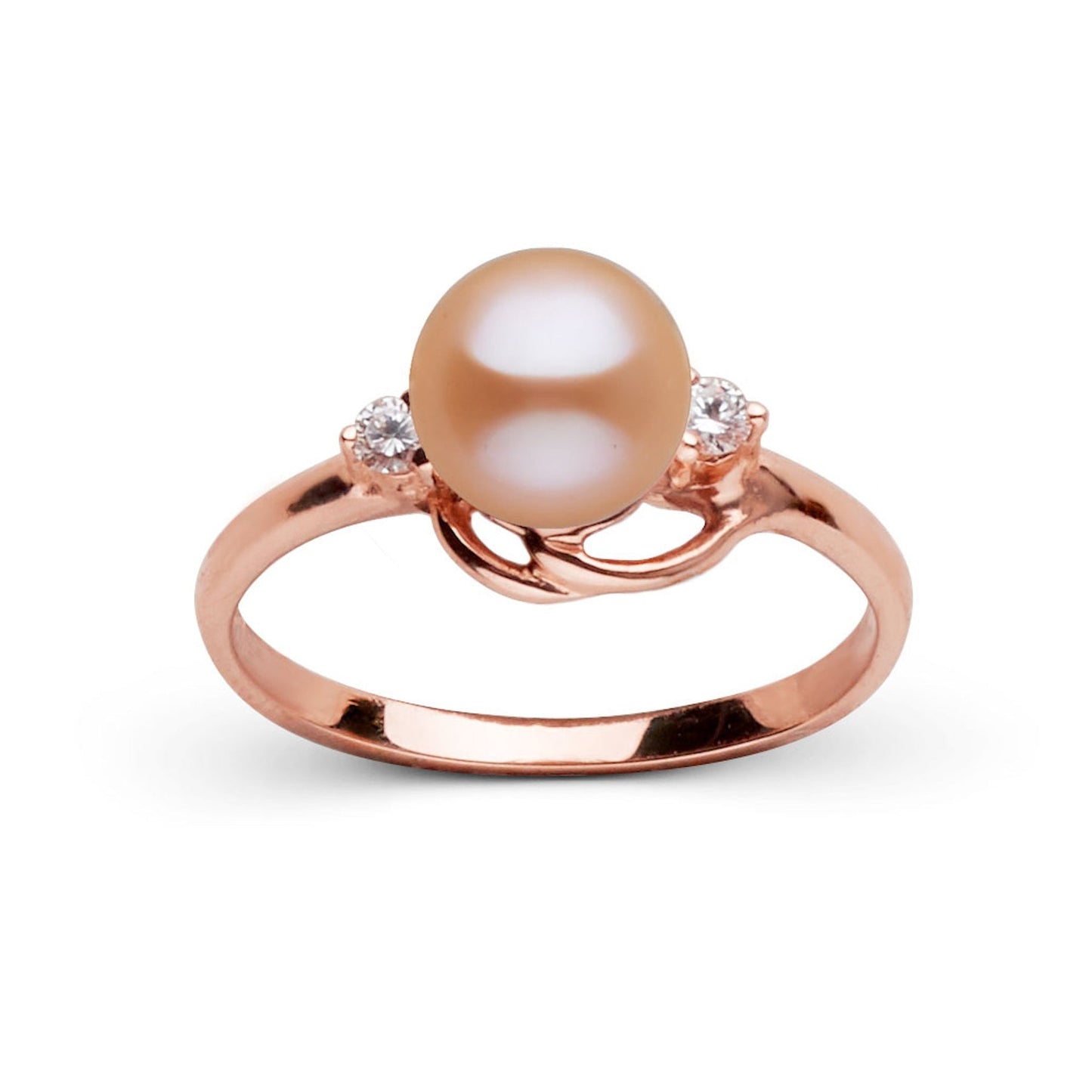 Tiara Collection 6.5-7.0 mm Pink Freshadama Pearl and Diamond Ring