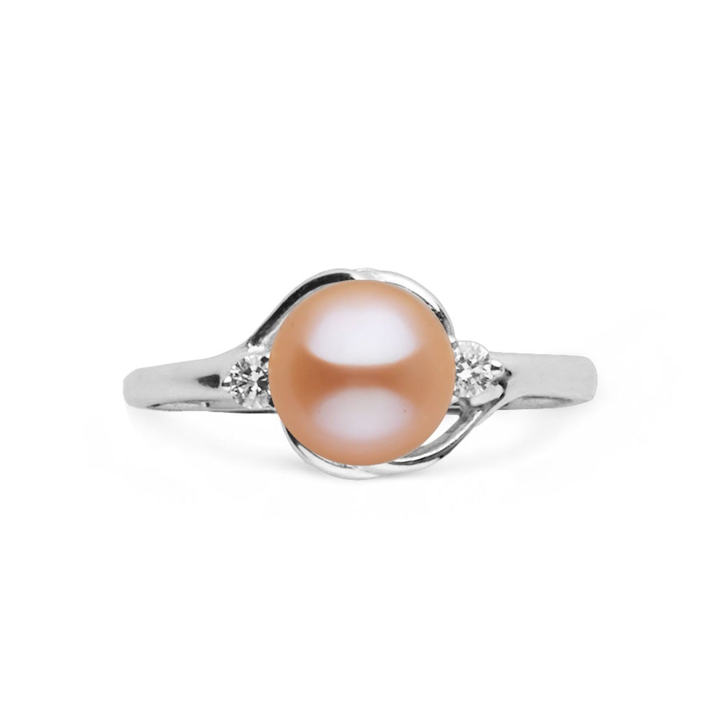 Tiara Collection 6.5-7.0 mm Pink Freshadama Pearl and Diamond Ring