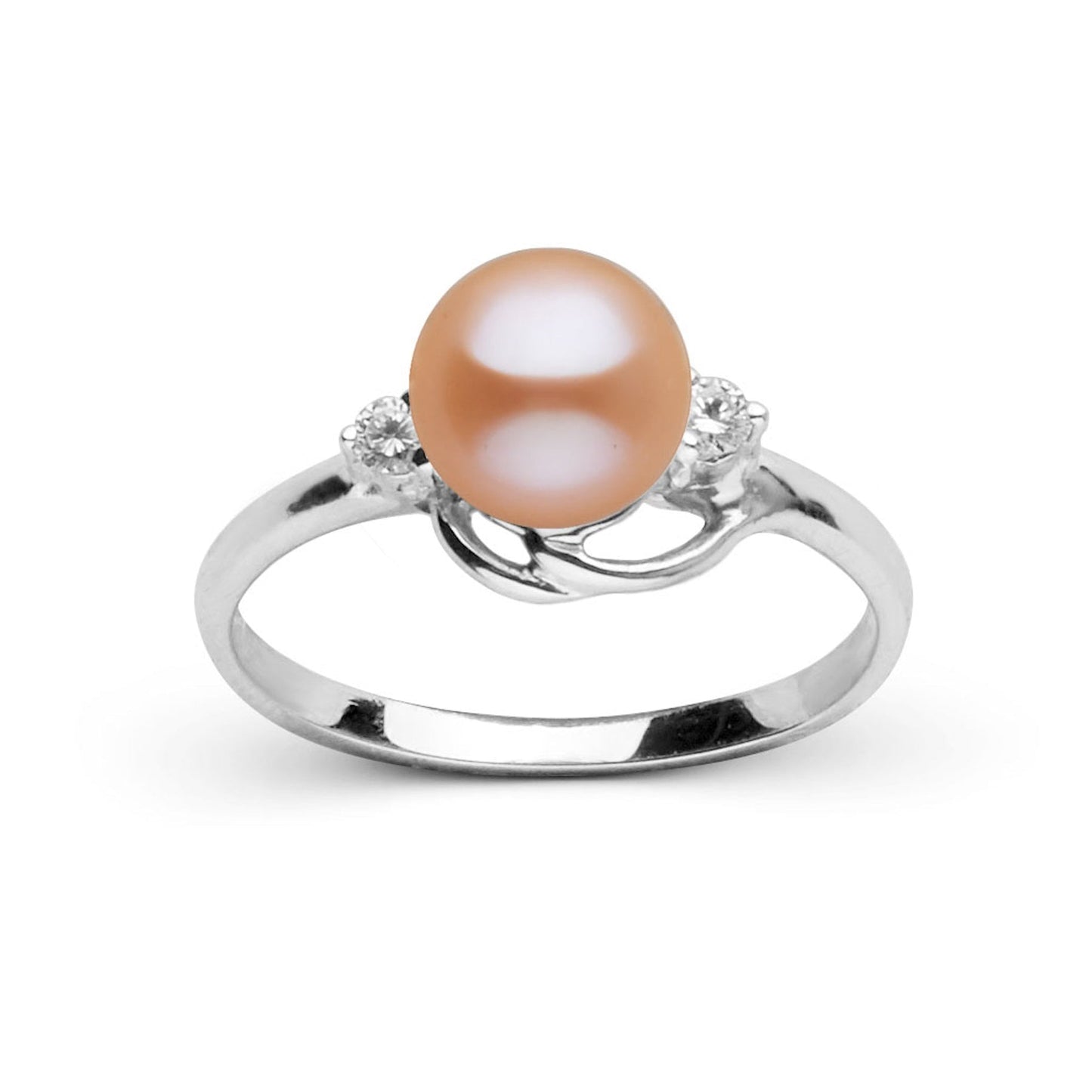 Tiara Collection 6.5-7.0 mm Pink Freshadama Pearl and Diamond Ring