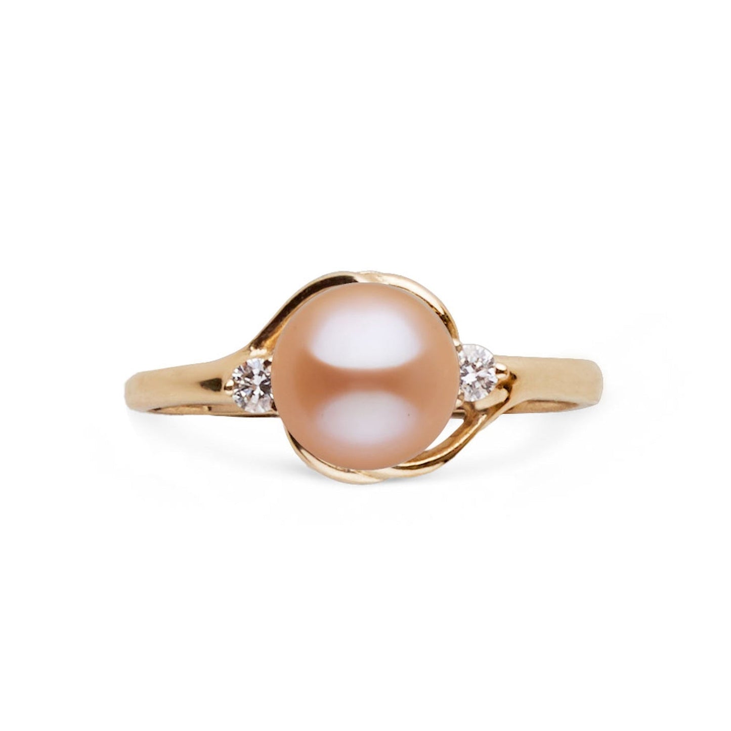 Tiara Collection 6.5-7.0 mm Pink Freshadama Pearl and Diamond Ring
