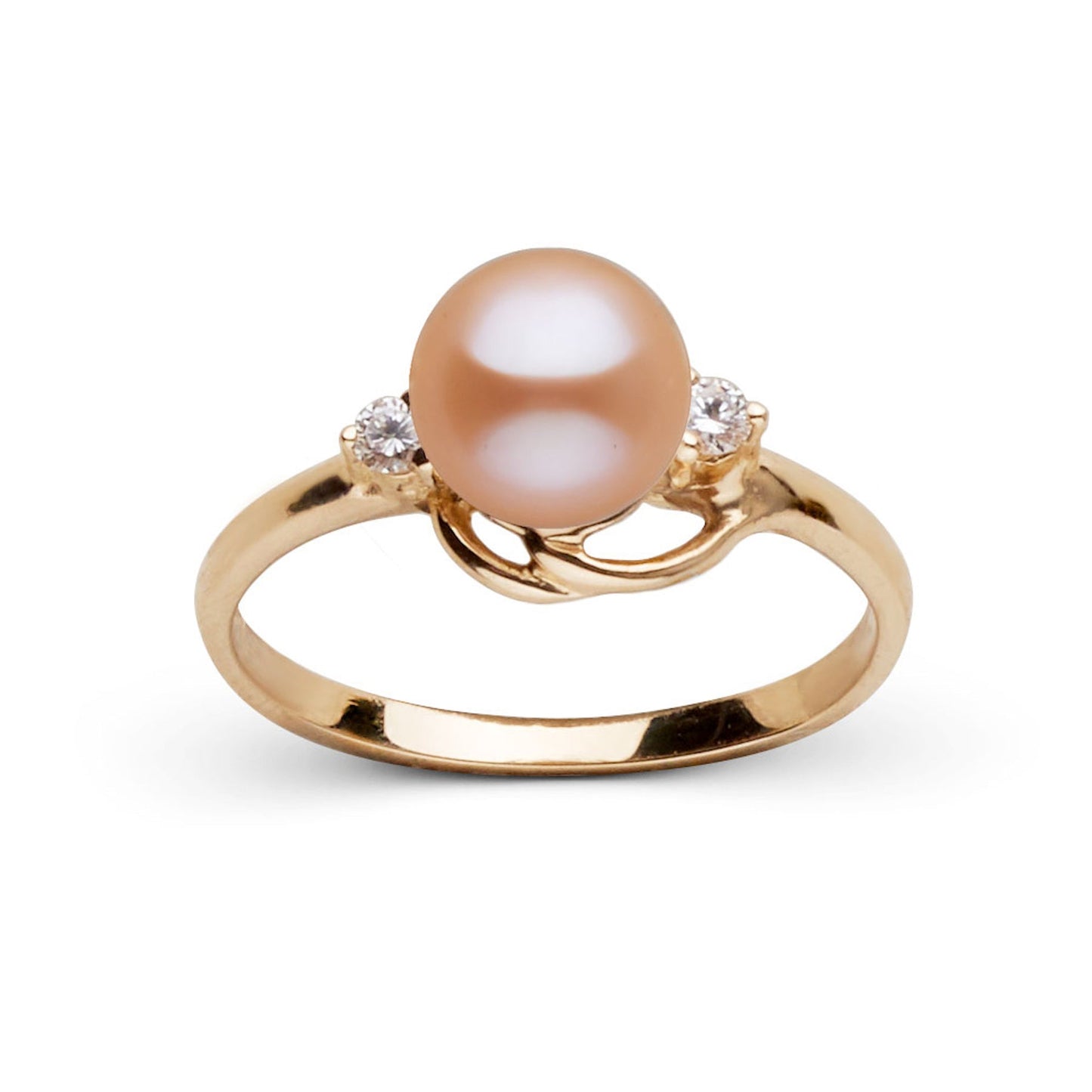 Tiara Collection 6.5-7.0 mm Pink Freshadama Pearl and Diamond Ring