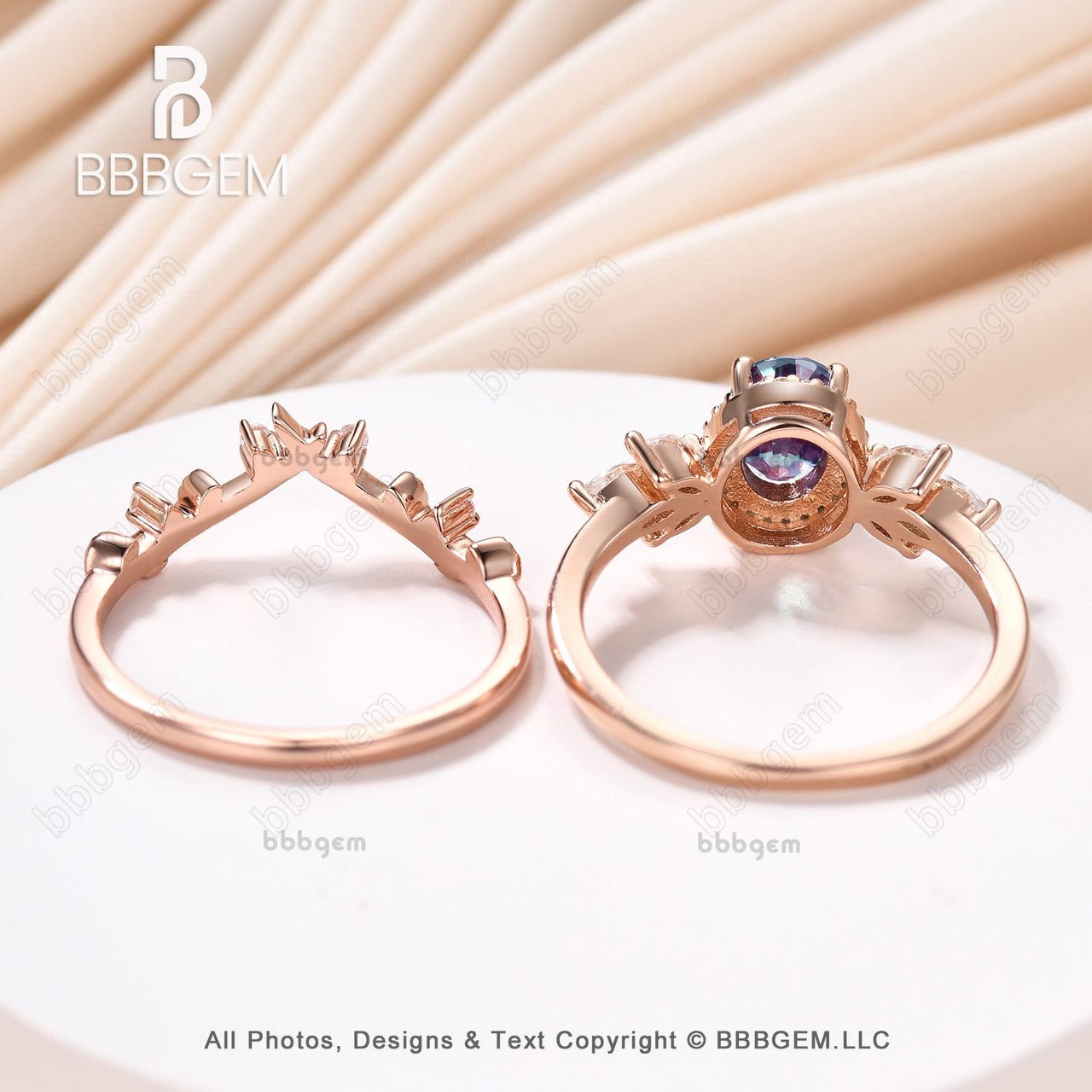 oval halo alexandrite cluster wedding ring set-oval alexandrite marqusie side stone engagement ring-oval alexandrirte statement ring