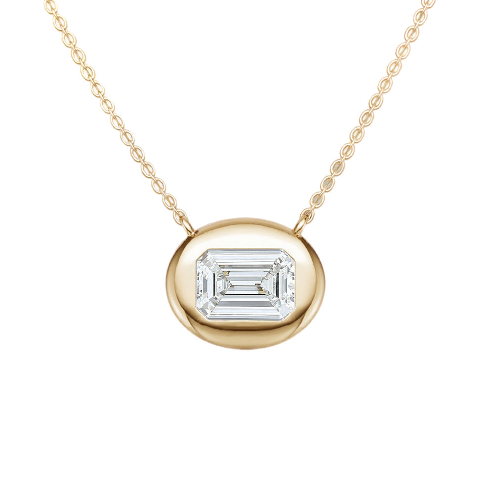 Emerald Cut Lab Diamond Bezel Necklace