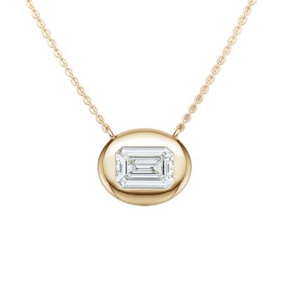 Emerald Cut Lab Diamond Bezel Necklace