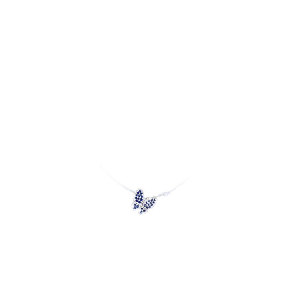 Blue Sapphire Butterfly Pendant Necklace