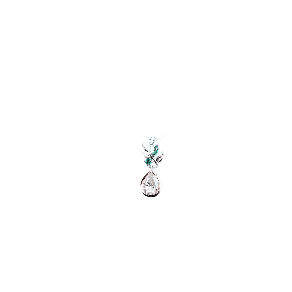Pear Moissanite Botanical Pendant Necklace