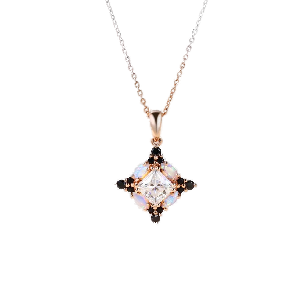 Princess Moissanite Compass Pendant Necklace