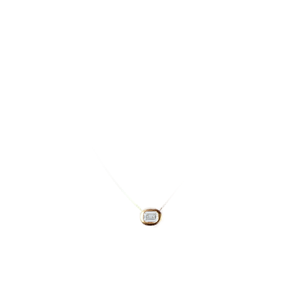 Emerald Cut Lab Diamond Bezel Necklace