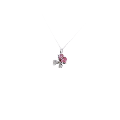 Purple Pink Sapphire Butterfly Pendant Necklace