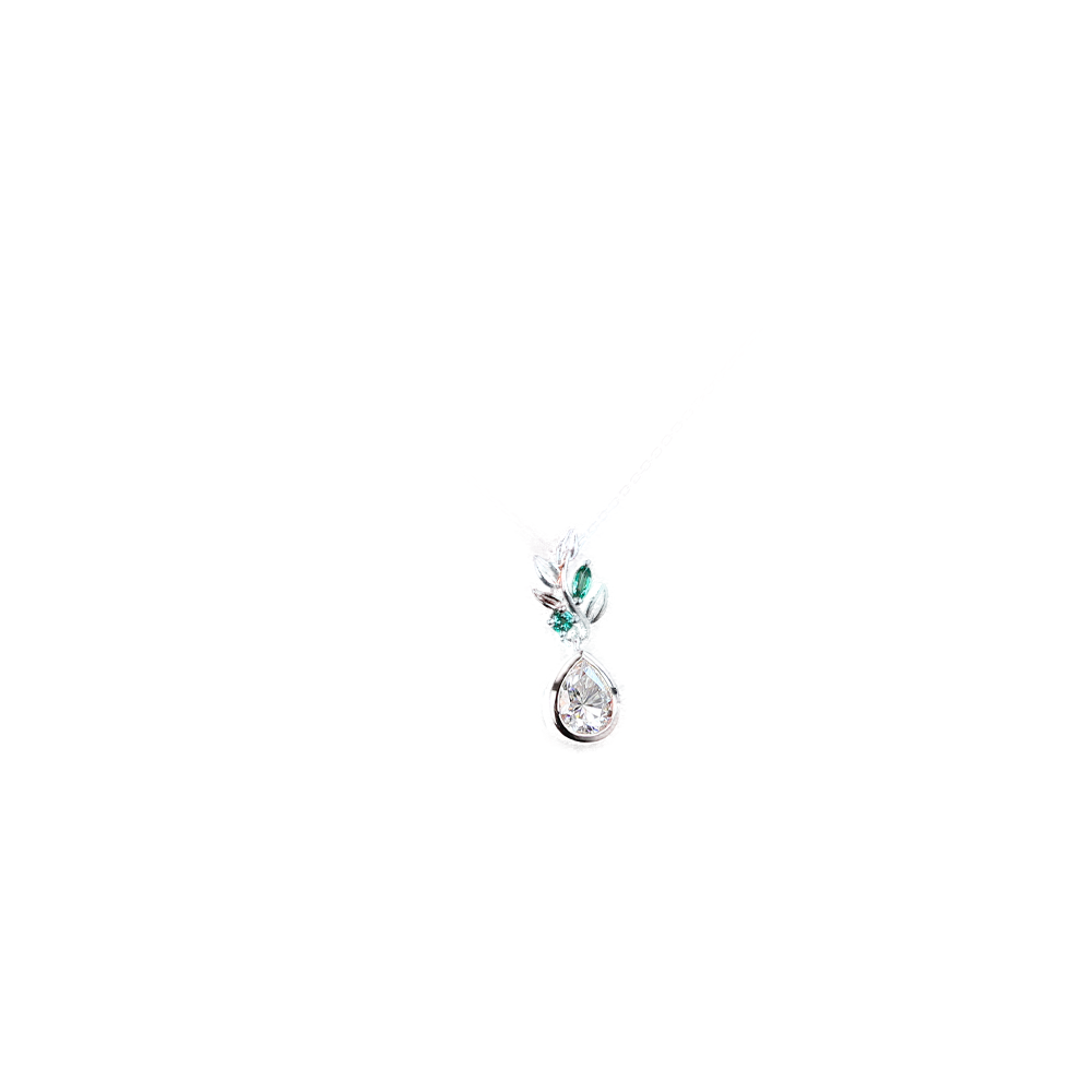 Pear Moissanite Botanical Pendant Necklace