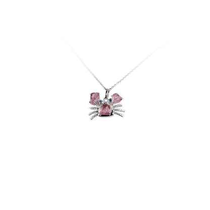 Pink Sapphire Cancer Crab Pendant Necklace