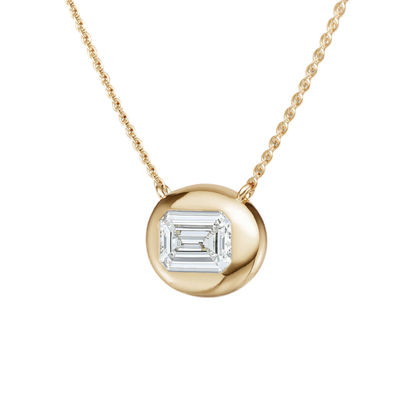 Emerald Cut Lab Diamond Bezel Necklace