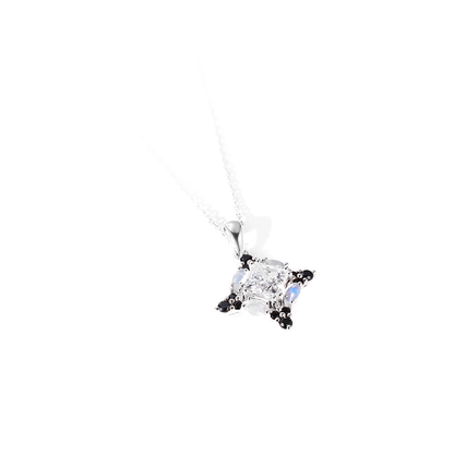 Princess Moissanite Compass Pendant Necklace