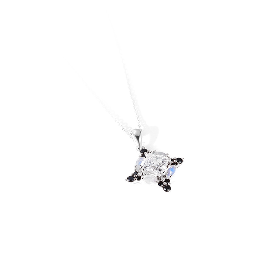 Princess Moissanite Compass Pendant Necklace