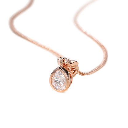 Pear Moissanite Botanical Pendant Necklace
