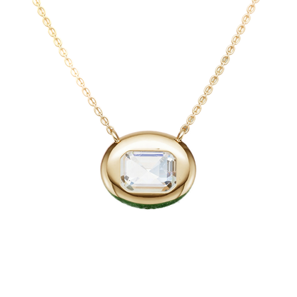 Emerald Cut Lab Diamond Bezel Necklace