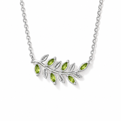 Marquise Peridot Vine Necklace in Sterling Silver — back construction view