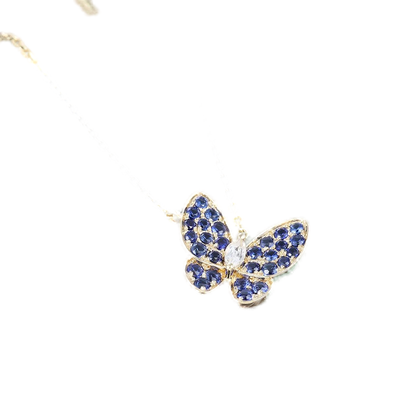 Blue Sapphire Butterfly Pendant Necklace